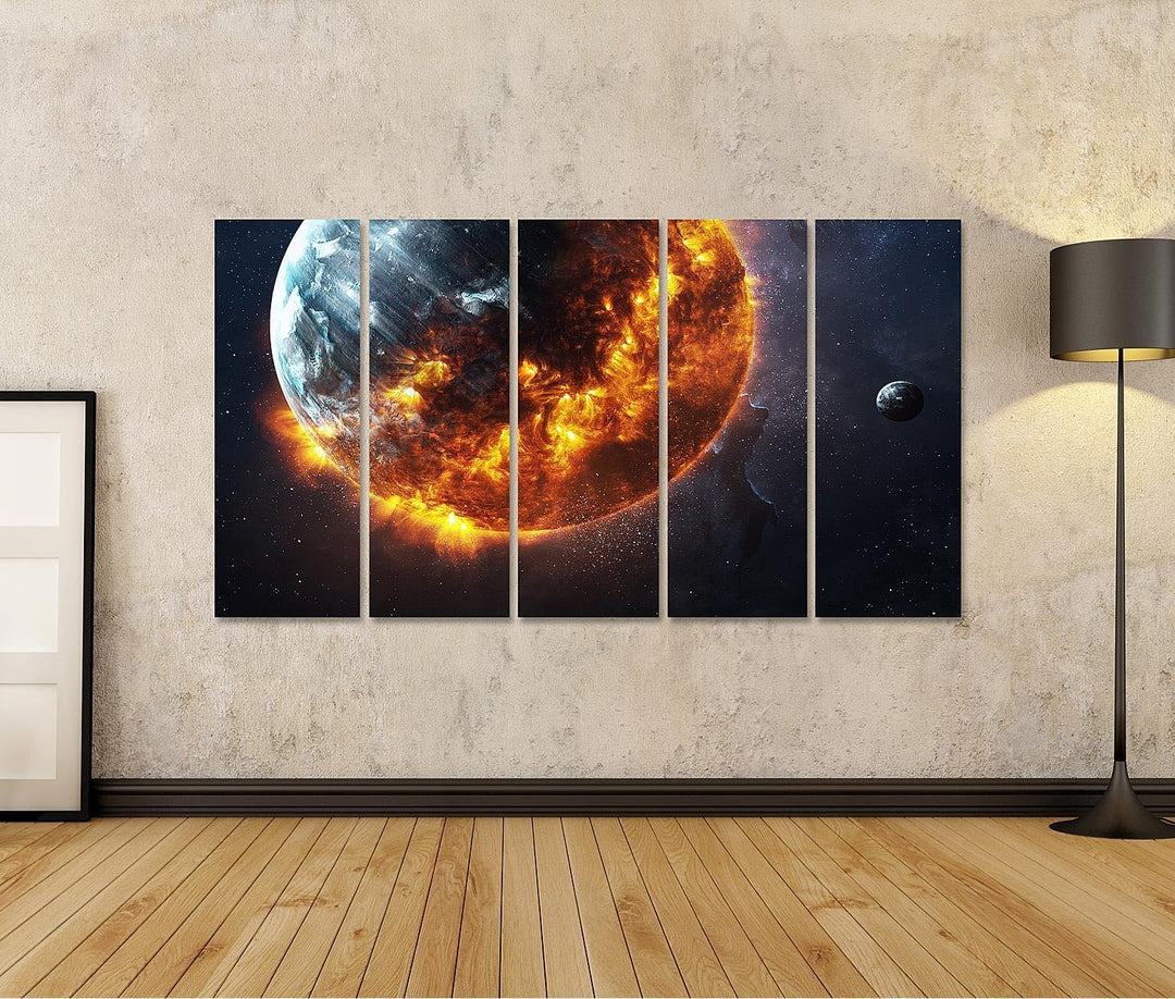 islandburner Bild auf Leinwand Weltall Feuer Planeten Explodiert Bilder Wandbilder Poster Leinwand 1