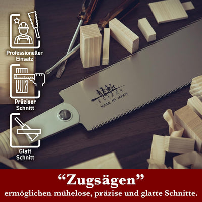 SUIZAN Japansäge Holzsäge Ryoba 240mm Zugsäge Japanische Säge Handsäge Holz Holzbearbeitungswerkzeug