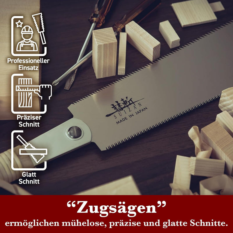 SUIZAN Japansäge Holzsäge Ryoba 240mm Zugsäge Japanische Säge Handsäge Holz Holzbearbeitungswerkzeug