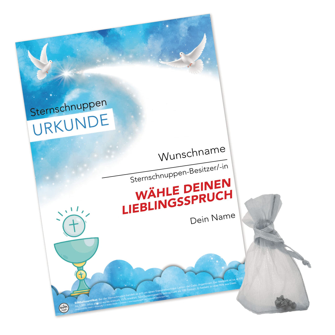 happylandgifts® Premium | Echte Sternschnuppe als TAUFGESCHENK | Personalisierte Urkunde mit Wunschn