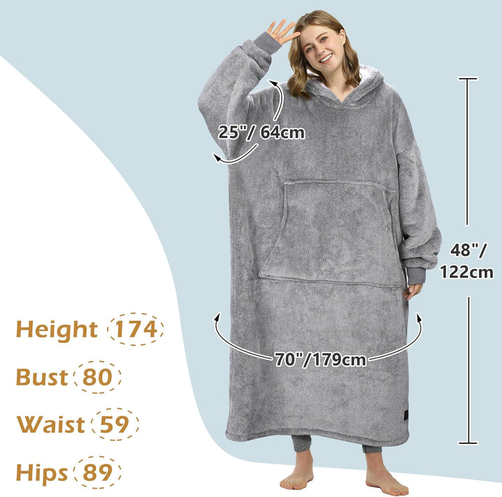 Kato Tirrinia Übergrosse Warme Hoodie Sweatshirt Decke, Weiche Flanell Damen Deckenpullover, Komfort