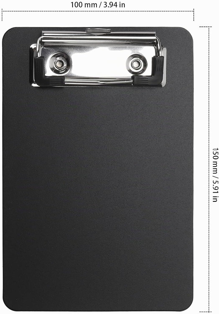 18 Stück Schwarz Klemmbrett A6, 10 x 15 cm Kunststoff Schreibplatte mit Metallklemme, Klemmbretter m