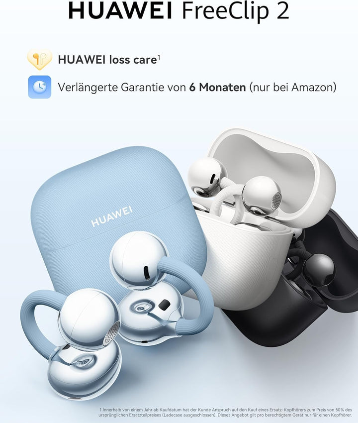 HUAWEI FreeClip 2 Blau + Band 10, Kabellos Bluetooth Kopfhörer, Open-Ear-Kopfhörer, Besonders leicht