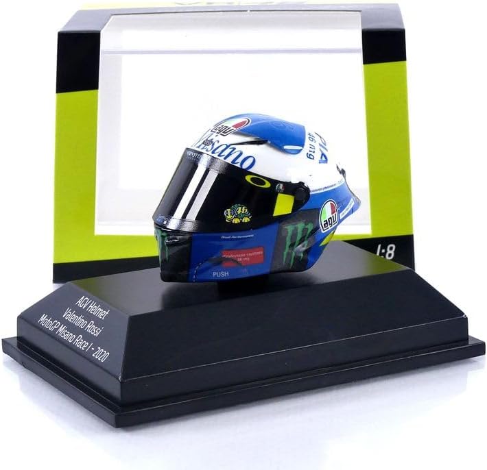 Minichamps 399200076-1:8 AGV Helmet-Valentino Rossi-Moto GP Misano Race 1 2020 Collectible Miniatura