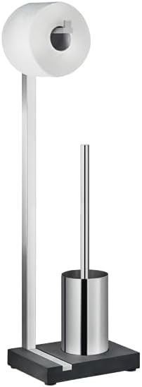blomus -MENOTO- Stand WC-Garnitur aus mattiertem Edelstahl, freistehender Toilettenbutler, platzspar