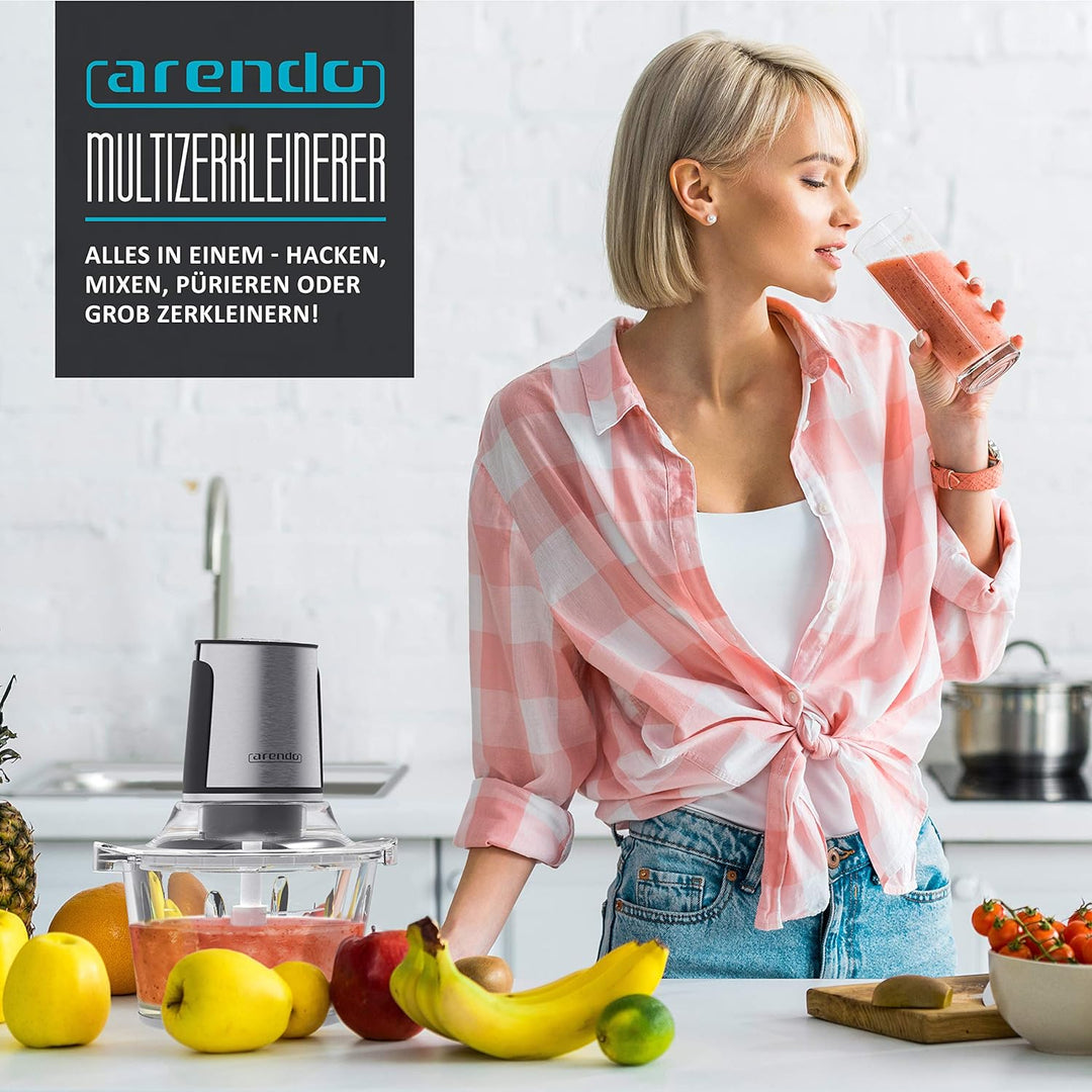 Arendo Power Zerkleinerer 400 Watt mit 1,5 L Glasbehälter, Elektrischer Multizerkleinerer, Leistungs
