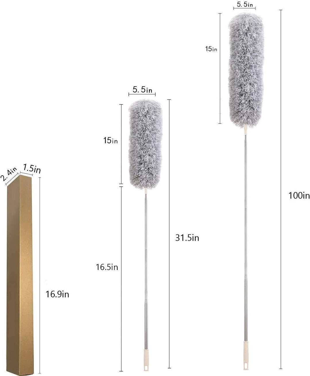 Staubwedel zum Reinigen von hohen Deckenventilatoren, Newliton Mikrofaser-Staubwedel mit 30&
