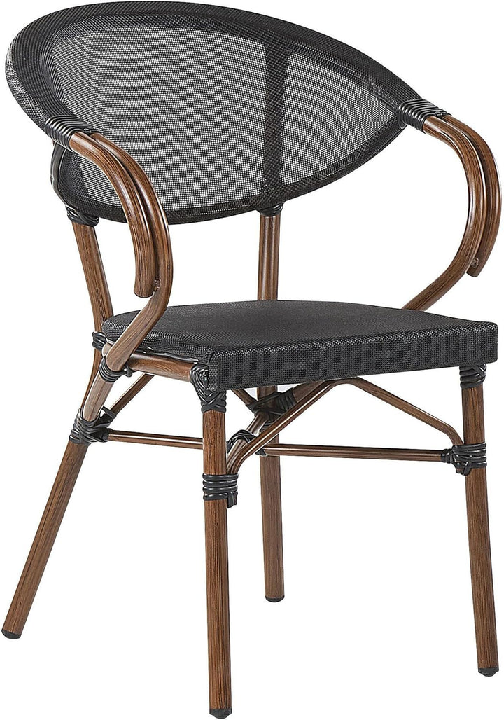 Elegante Gartenstühle 4er Set schwarz / dunkler Holzfarbton Aluminium Caspri