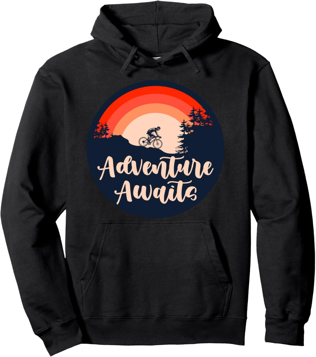 Abenteuer Warten Vintage Mountainbike Radsport Rad Geschenk Pullover Hoodie
