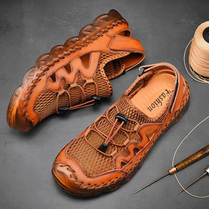 Sandalen Herren Outdoor Trekkingsandalen Leder Strand Wandersandale Sport Sommer Männer Freizeitschu