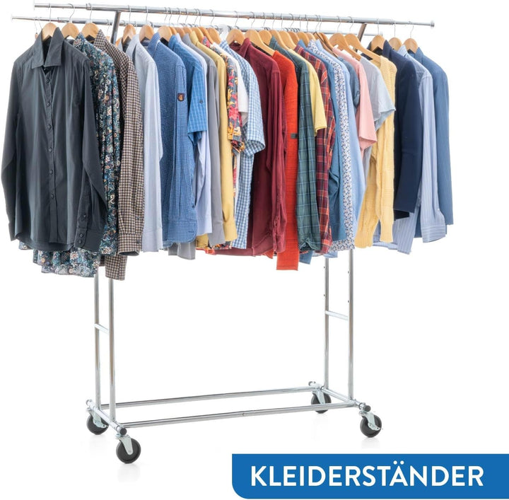 Tatkraft Denver & Safe – Schwerlast Kleiderständer mit Schutzhülle, bis 110 kg, Doppel-Kleiderstange