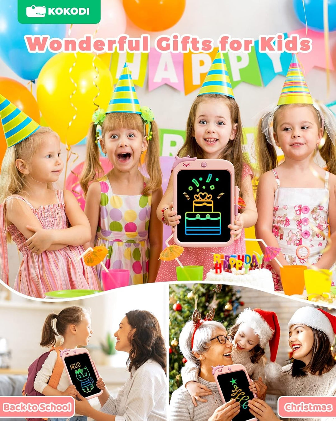 kokodi Einhorn Spielzeug für 3 4 5 6 7 Jahre Mädchen alte Jungen Kinder, 10 Zoll Schreibtafel Zauber