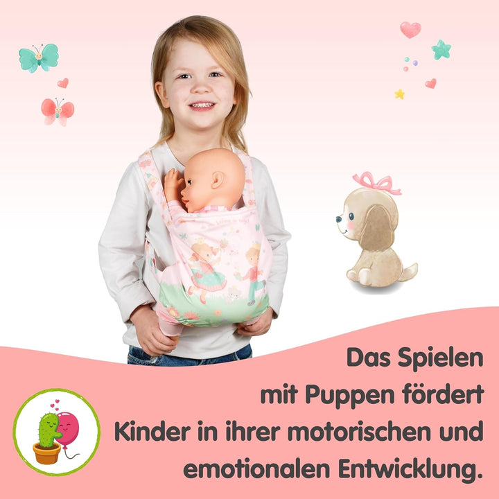Heless 520 - Puppenzubehör Tragesitz "Prinzessin Emily", in Rosa, für Puppen und Kuscheltiere aller