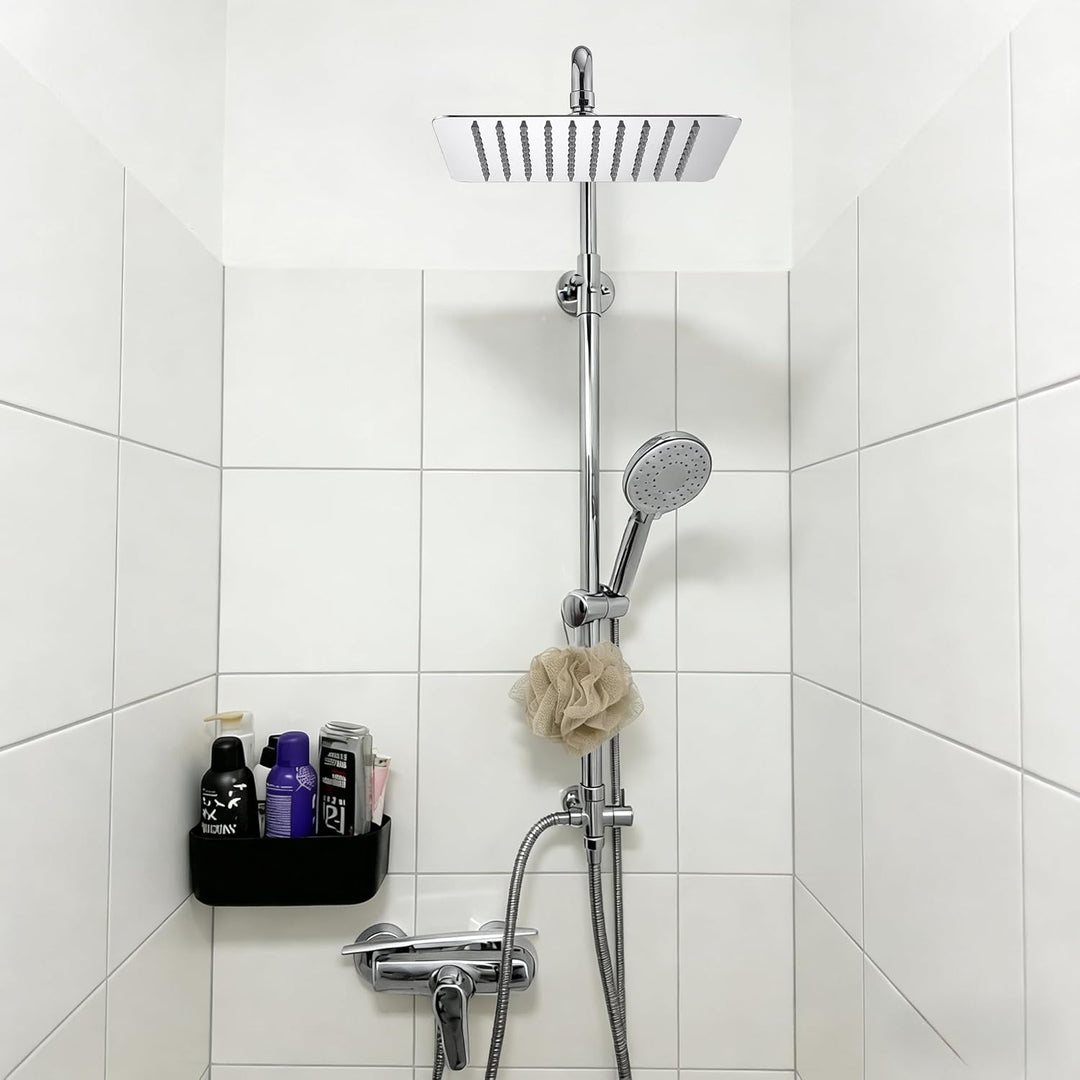 Duschkopf Regendusche, Edelstahl Regendusche Duschkopf, Anti-Kalk-Düsen (Chrom, 25 x 25 cm) Quadrati