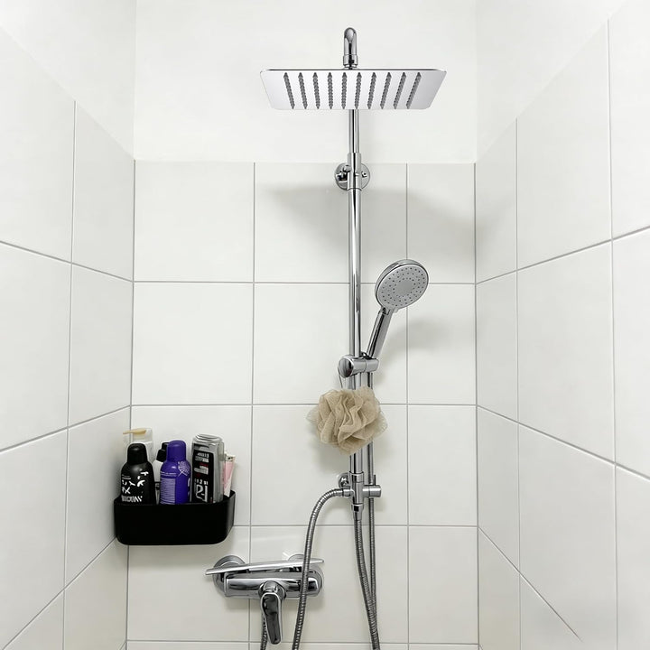 Duschkopf Regendusche, Edelstahl Regendusche Duschkopf, Anti-Kalk-Düsen (Chrom, 25 x 25 cm) Quadrati