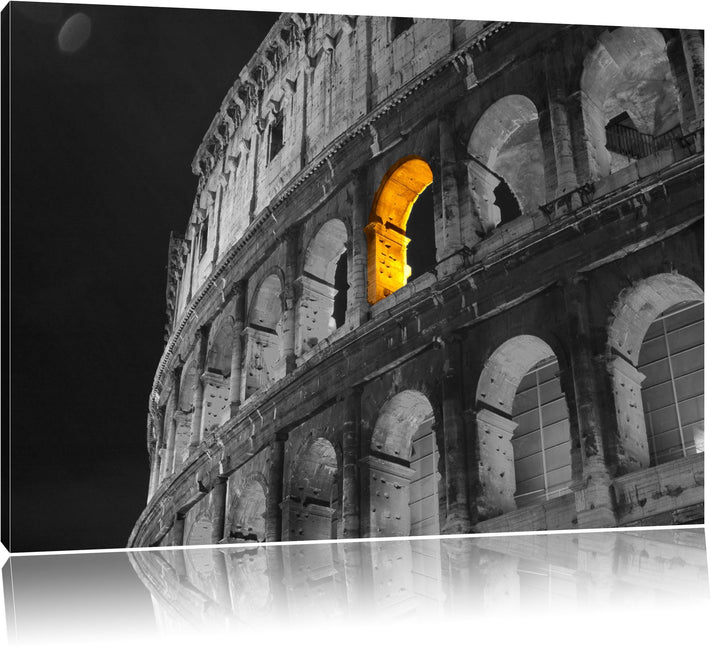 schönes Amphitheater in Rom schwarz/weiss Format: 100x70 auf Leinwand, XXL riesige Bilder fertig ger