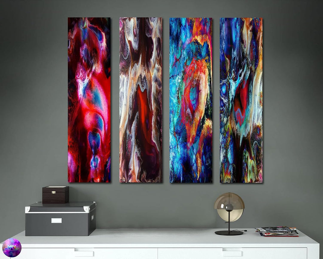 Bild auf Metall - 25 cm x 100 cm Moderne Kunst abstrakt - Kunstdruck auf leuchtend glänzenden Alumin