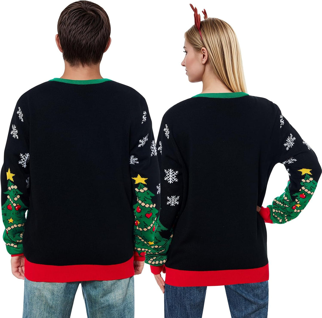 Belovecol Unisex Weihnachtspullover LED Ugly Christmas Sweater Pullover Langarm Strickpullover L Gir