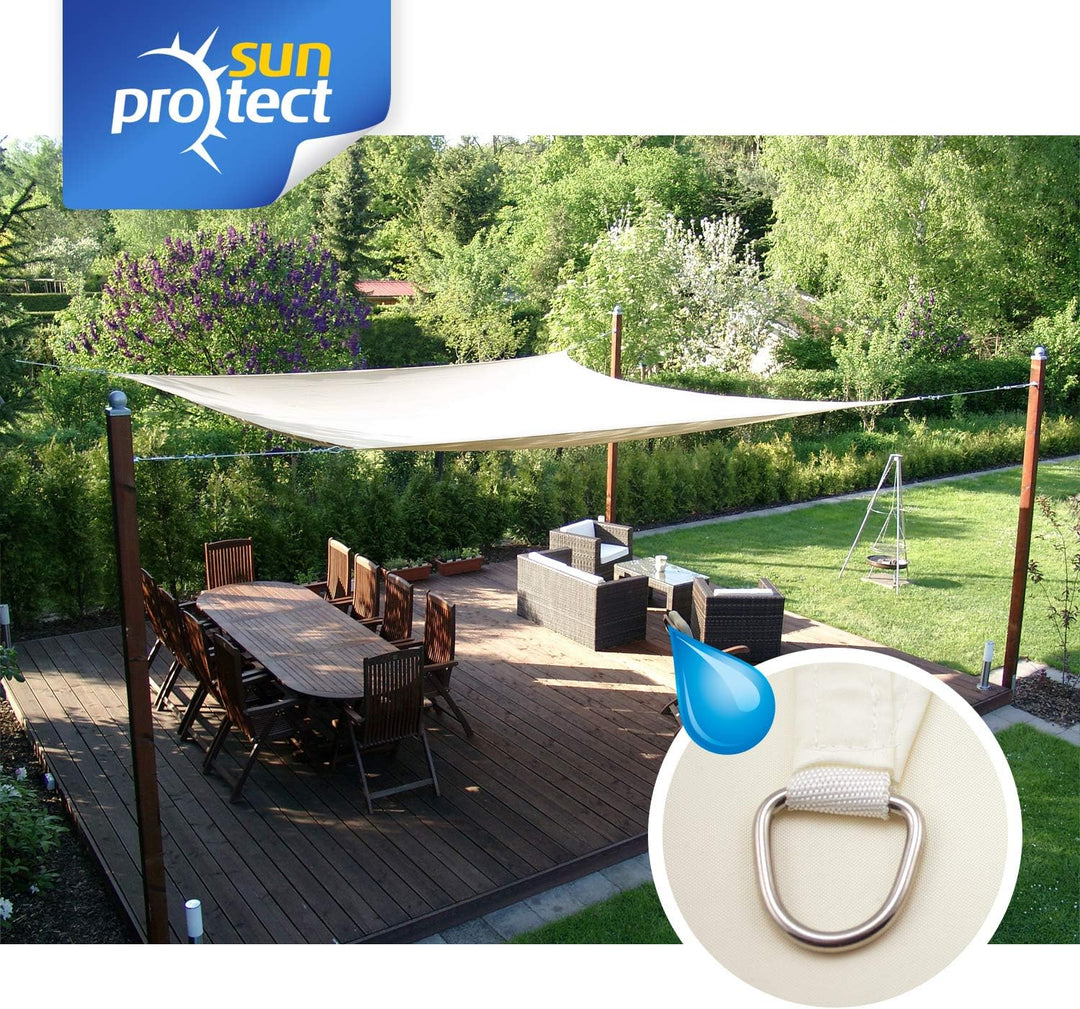 sunprotect 83236 wasserabweisend Sonnensegel Hydro, 3,5 x 4,5 m, Rechteck, wasserabweisend, Creme 3.