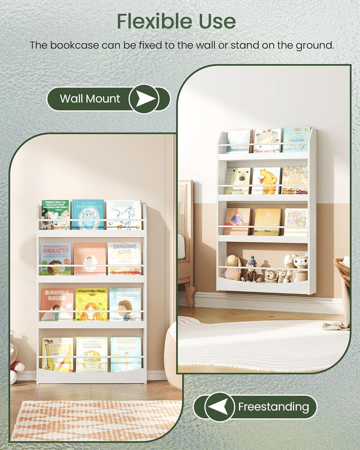 Kinderzimmer Möbel, 4-stöckiges Wandregal Bücher für Kinder, Bücherregal, Spielzeugaufbewahrung, Kin