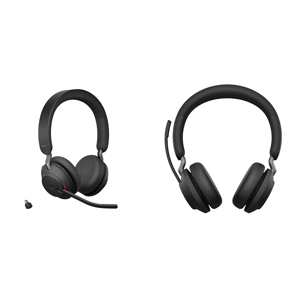 Jabra Evolve2 65 Wireless PC Headset – Noise Cancelling Microsoft Teams Certified Stereo Headphones