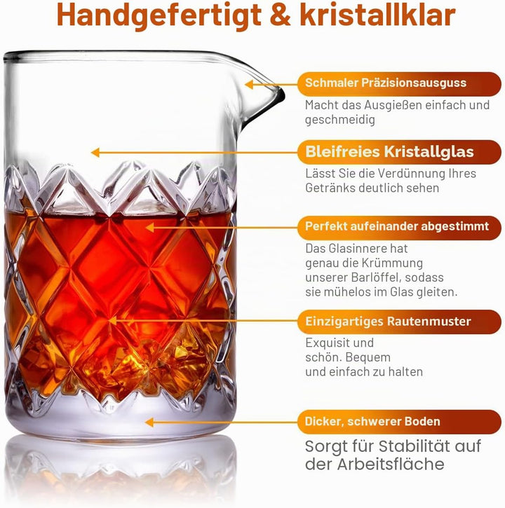 Eligara Cocktail-Mischer-Glas - [18 Unzen] Kristall-Cocktail-Rührglas, Dicke Gewichtete Unterseite -