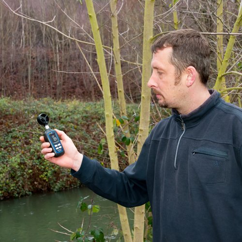 Flügelradanemometer PCE-MAM 2 Mini-Anemometer im Taschenformat mit verschiedenen Einheiten (km/h, m/