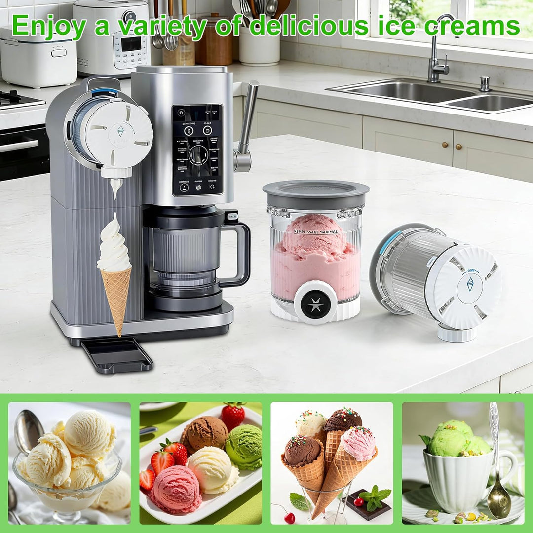 Qingning 2 Stück Behälter für Ninja Swirl by CREAMi, 480 ml Eisbehälter für Ice Cream, Kompatibel mi