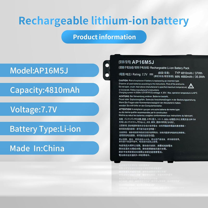 AP16M5J Laptop Batterie Ersatz für Acer Aspire 1 A114-31 A114-31-C4HH A114-31-C5GM 3 A314-31 A315-21