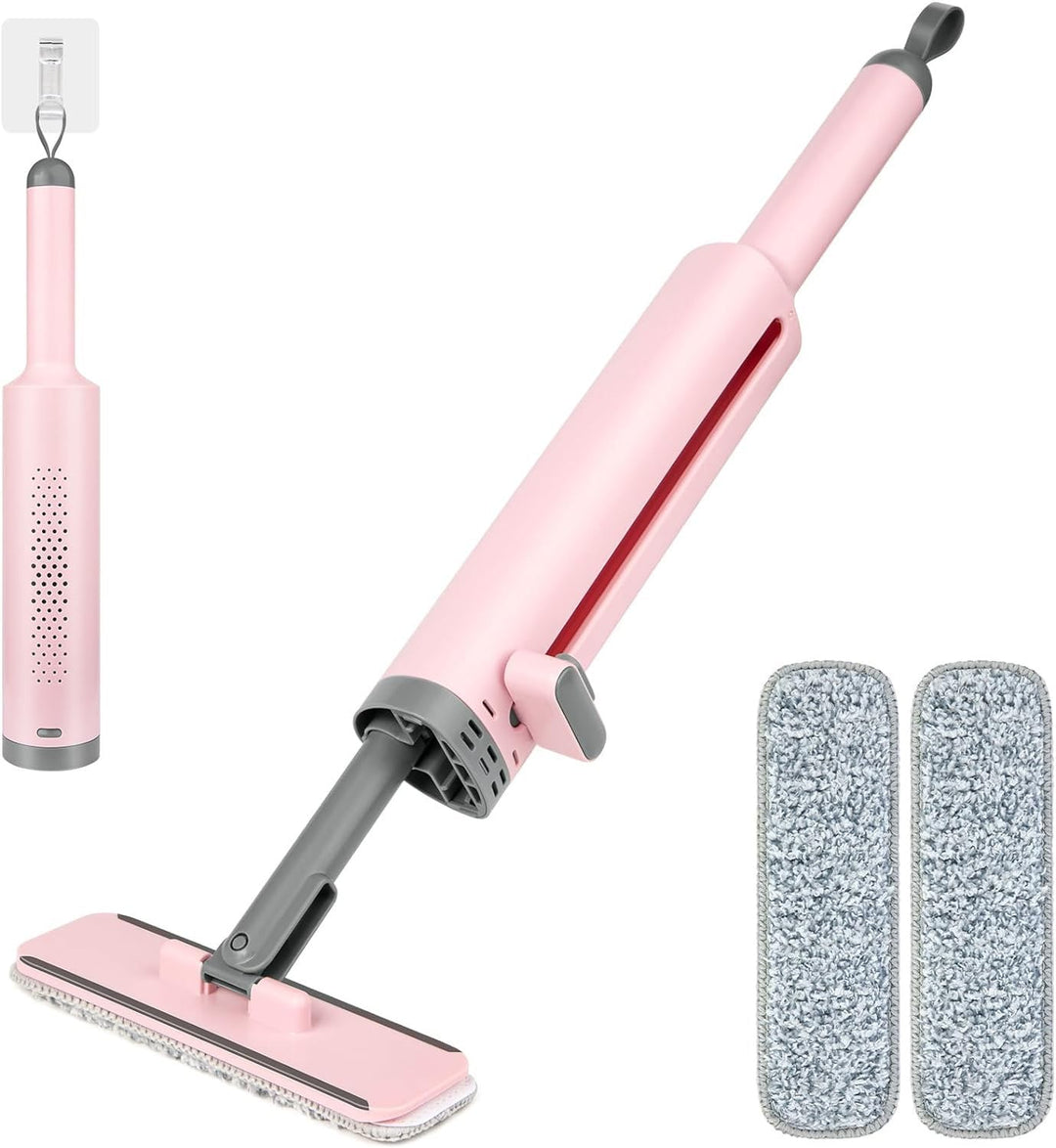 Generisch Portable -Squeeze Mop, Rotatable Hand Wash-Free Flat Squeeze Mop with Crevice Brush and 2