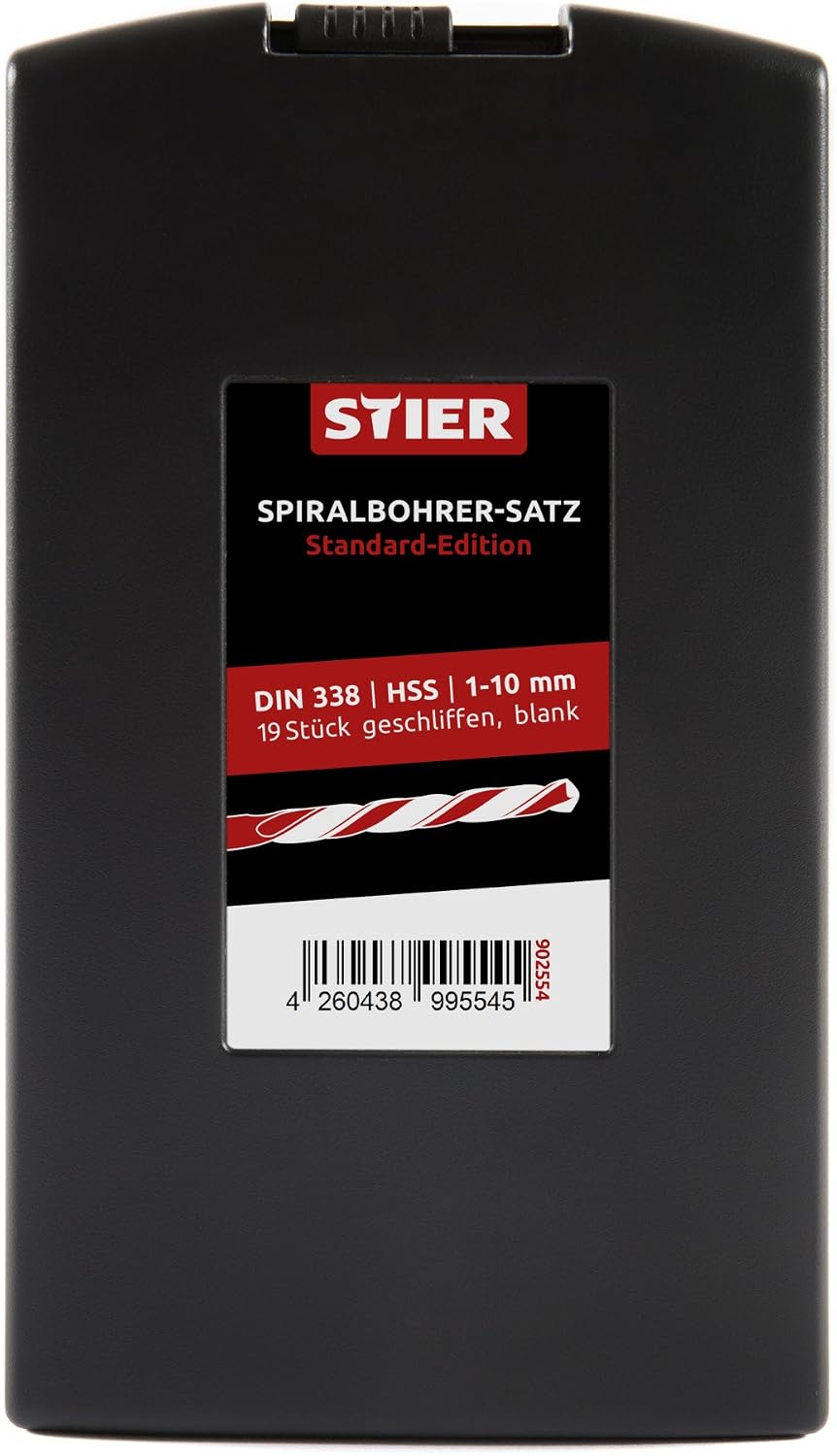 STIER Spiralbohrer Set HSS-G, 19-teilig, Metallbohrer Satz, Stahlbohrer Satz, alle gängigen Grössen,