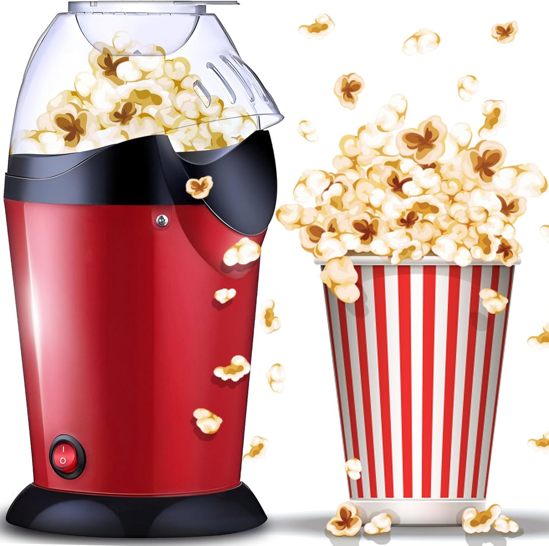 Retoo Popcornmaschine ohne Fett & Öl 900 Watt, Heissluft Popcorn Maker, Gesunder Snack, Fettfrei & Ö