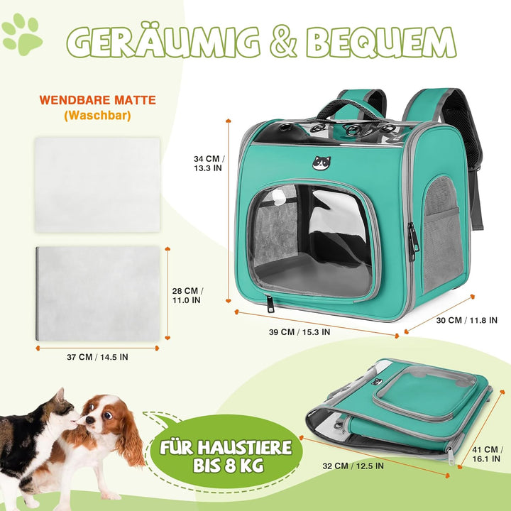 ALLSOPETS Katzenrucksack Faltbar Haustierrucksack mit Frontöffnung und Atmungsaktives Netzfenster Hu