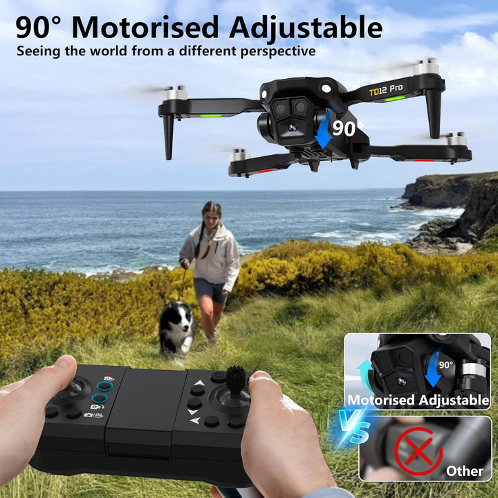 TD12PRO Mini-Drohne mit Kamera für Anfänger, Faltbare Drohnen für Erwachsene, Bürstenloser Motor, 3