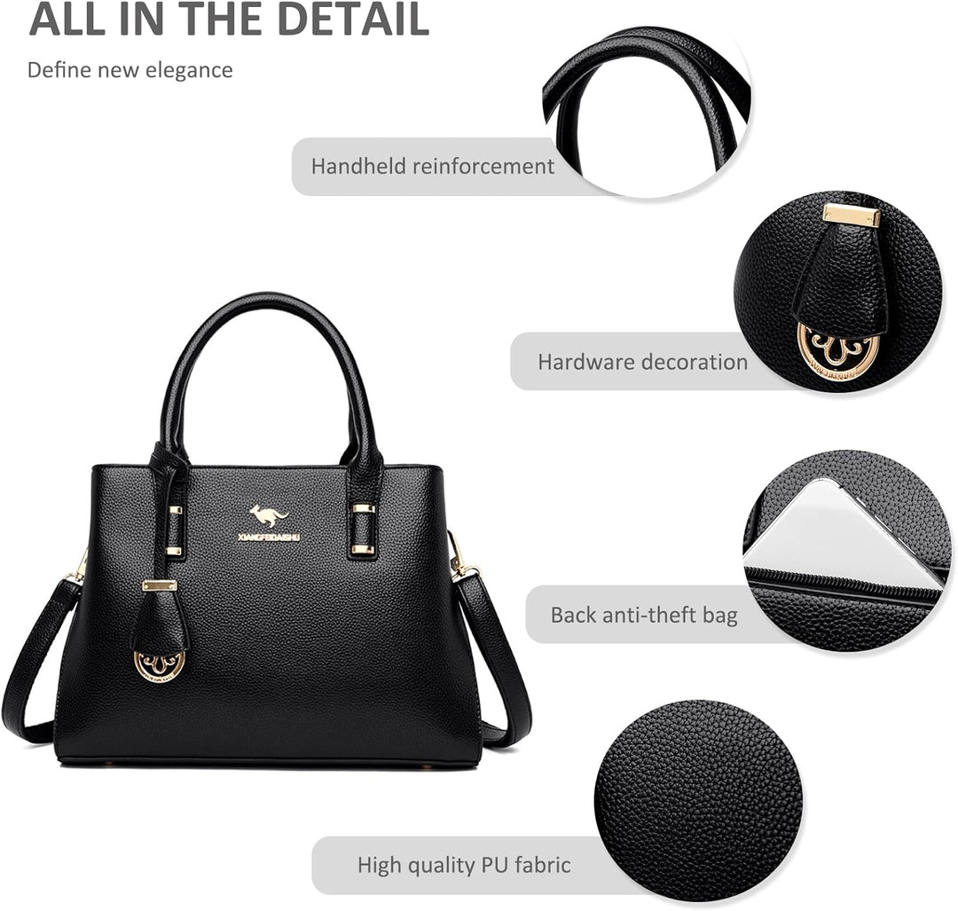NICOLE & DORIS Mode Handtaschen Damen Elegant Henkeltasche PU Leder Satchel Handtasche Mittelgross T