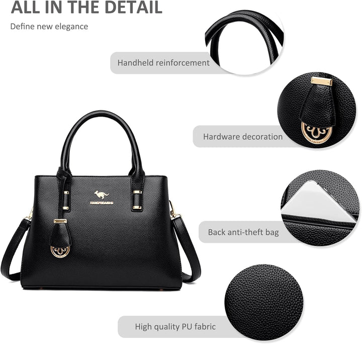 NICOLE & DORIS Mode Handtaschen Damen Elegant Henkeltasche PU Leder Satchel Handtasche Mittelgross T