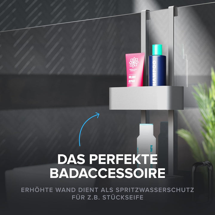 Duschablage Vanas in silber als Badezimmer Organizer ohne Bohren | 2 stöckiger Duschkorb zum Hängen