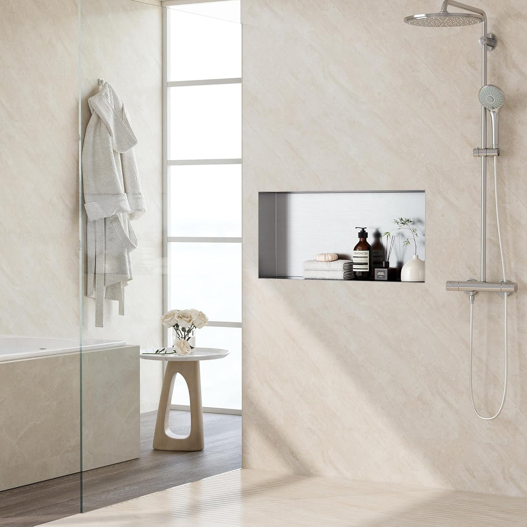 Neodrain Wandnische Dusche Edelstahl Duschnische Randlos 60 x 30 cm Einzelregal Lagerung für Badezim