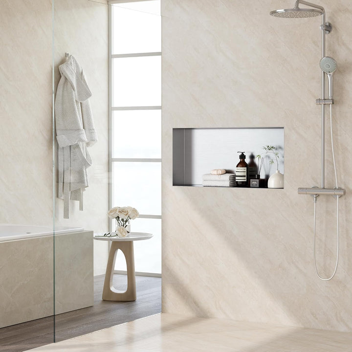 Neodrain Wandnische Dusche Edelstahl Duschnische Randlos 60 x 30 cm Einzelregal Lagerung für Badezim