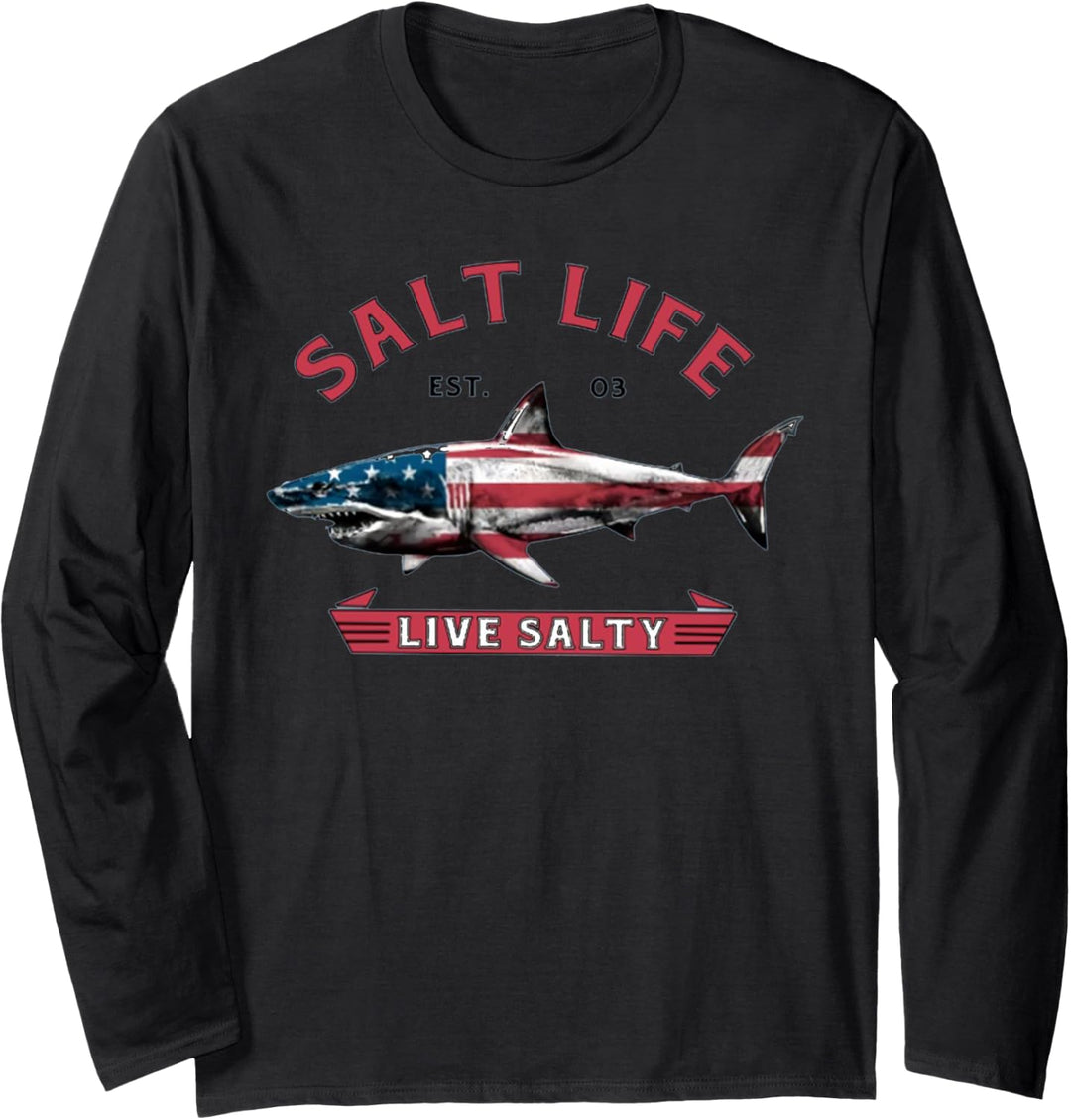 Salt Shark Life Est 03 Live Salty Langarmshirt