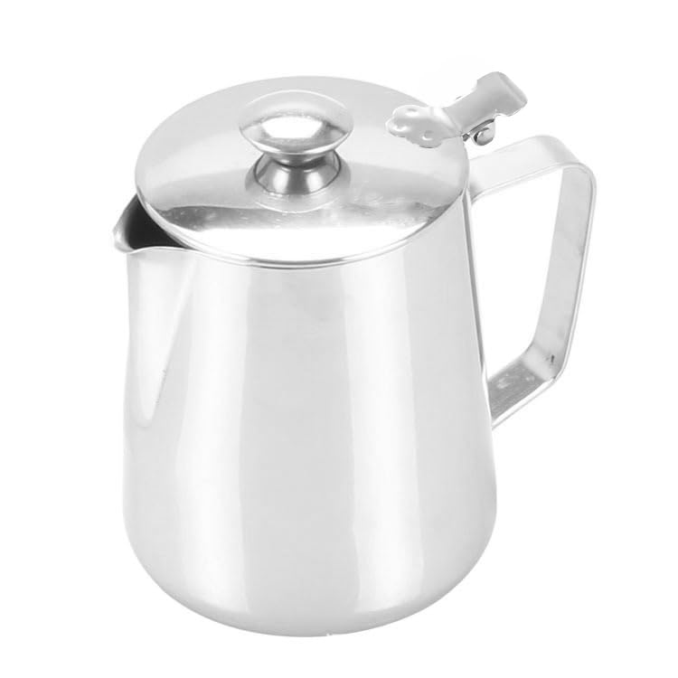 MAGT Milchkännchen mit Deckel, Edelstahl Milchkanne 600ml Kaffeekanne Edelstahl Milchschaumkännchen