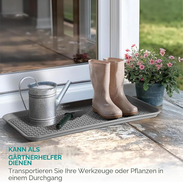 Navaris Schuhablage Schuhabtropfschale - 3X Schuhmatte Abtropfmatte - Schuh Abtropfschalen Grau für