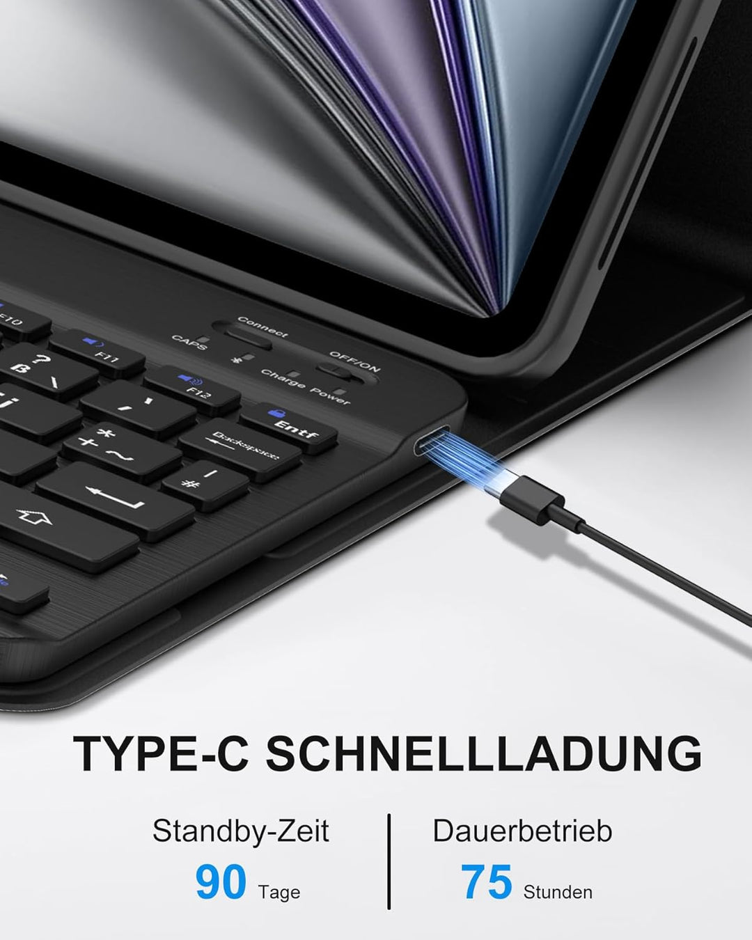 Für iPad Air 11 (2026 M4) Hülle mit Tastatur für 6./7./8. Generation M2/M3/M4, Abnehmbare Bluetooth