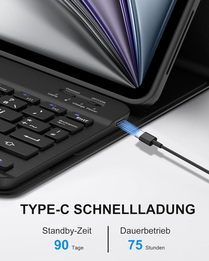 Für iPad Air 11 (2026 M4) Hülle mit Tastatur für 6./7./8. Generation M2/M3/M4, Abnehmbare Bluetooth