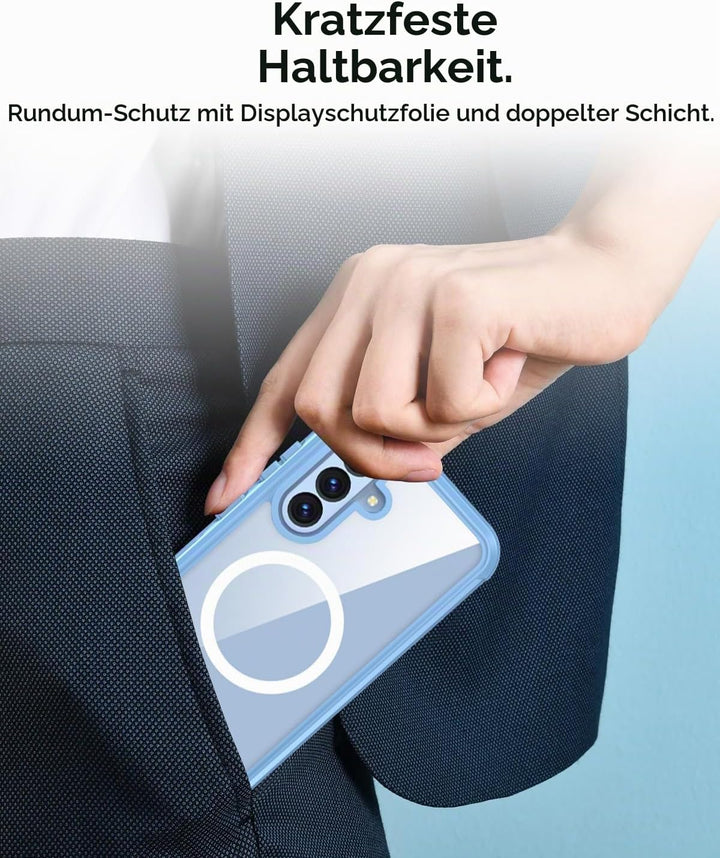 Miimall Panzer Hülle für Samsung A36 / A56 5G Handyhülle mit Displayschutz Glas, Kompatibel für MagS