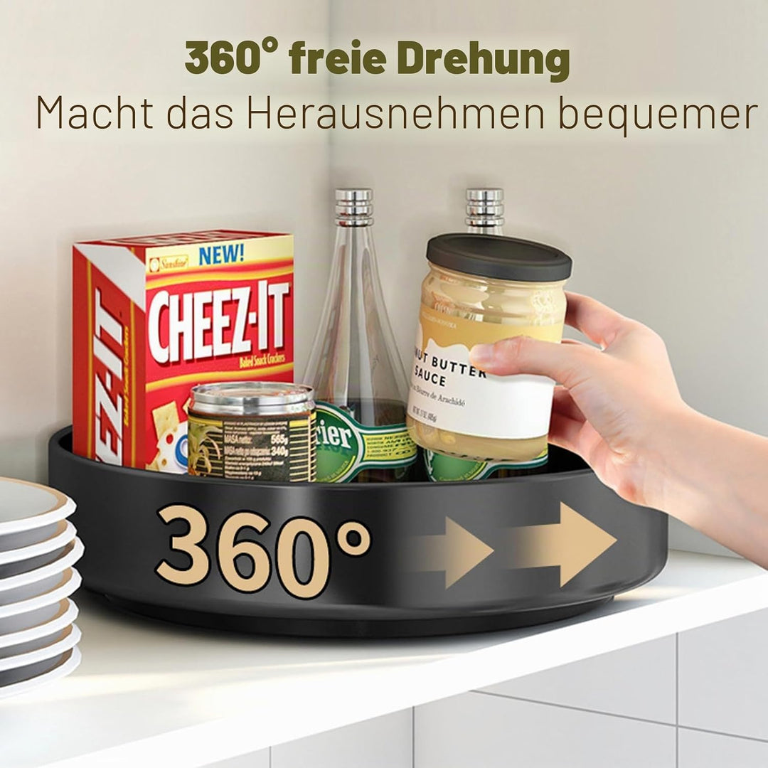 Lazy Susan Drehteller Organizer,30cm Drehbares Gewürzregal aus Kohlenstoffstahl Küchen Drehteller Sc