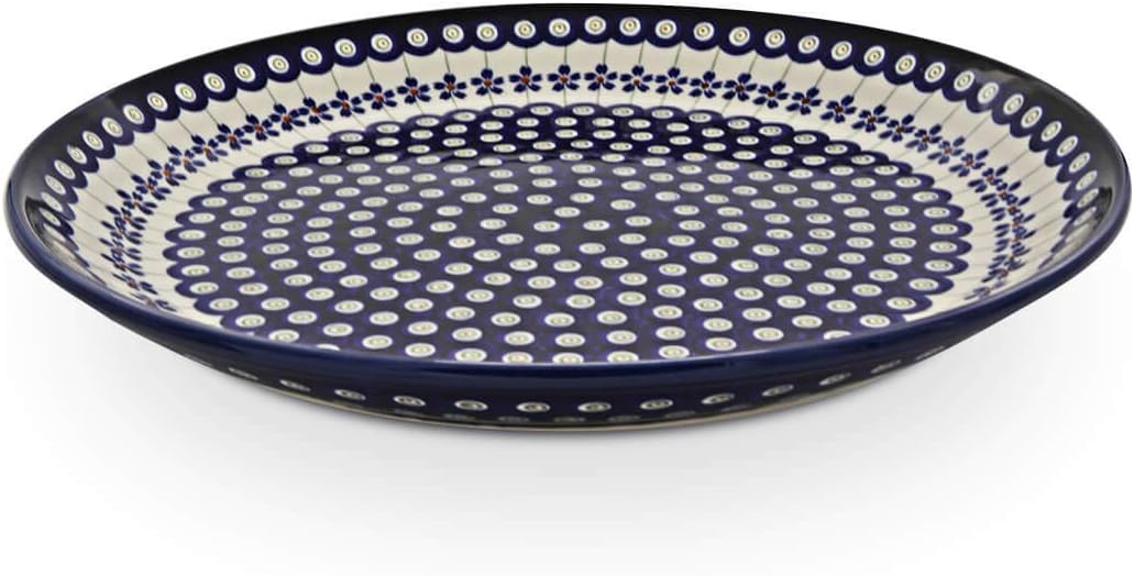 Unbekannt Original Bunzlauer flacher Teller/Pizzateller/Kuchenteller Ø 33,0 cm im Dekor 166a