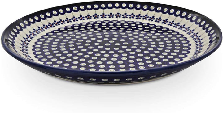 Unbekannt Original Bunzlauer flacher Teller/Pizzateller/Kuchenteller Ø 33,0 cm im Dekor 166a
