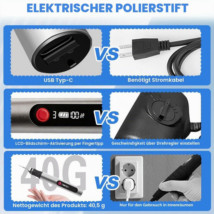 Gravierstift, Elektrischer Gravur Stift mit 30 Bits und 16 Vorlagen, Kabelloser Tragbarer Gravur Ger