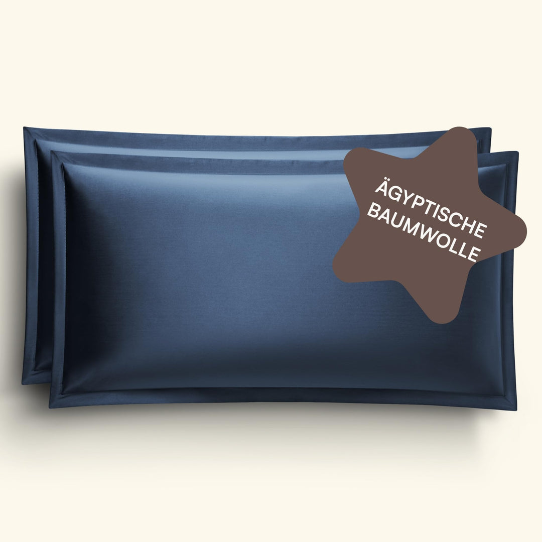 Amqua Mako Satin Kissenbezug 2er Set Kissenbezüge 40x80 cm, 100% ägyptische Baumwolle (Zertifiziert)